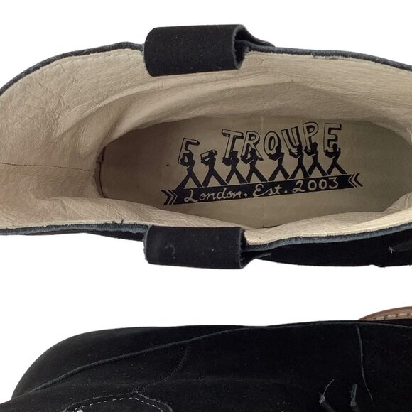 F TROUPE London 37 Quilted Suede Heeled Boots US 6.5 - 7 Bow Ankle Block Heel - Picture 8 of 10